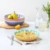 Ceramic Pasta Bowls Set of 4, 34 OZ Salad Bowls, 8.6 Inch Wide and Shallow Bowls, Microwave & Dishwasher Safe, Assorted Colors