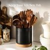7.6" 360° Rotating Utensil Holder, Kitchen Utensil Holder for Countertop, Ceramic Utensil Crock, Large Cooking Utensil Caddy for Kitchen Counter