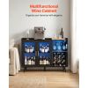 Wine Cabinet, Coffee Bar Cabinet with 9 Wine Bottle Racks, Modern Buffet Sideboard with Glass Holder, Adjustable LED Brightness, for Home Kitchen