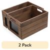 (2 pack) Wood Storage Crate With Chalkboard Label