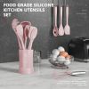 Silicone Cooking Utensils Set - 446°F Heat Resistant Kitchen Utensils, Spatula,Turner Tongs,Spoon,Whisk