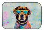 Chocolate Labrador Hippie Dawg Dish Drying Mat Absorbent Dish Drying Mat Pad for Kitchen Counter Dish Drainer Mat for Countertop, 14 x 21", Multicolor