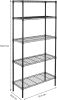 5-Shelf Adjustable Heavy Duty Steel Wire Storage Shelves for Garage, Kitchen, Easy Assembly, 36" x 14" x 72", Black