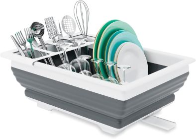 Collapsible Dish Drainer Portable Dinnerware Drainer Organizer for Kitchen RV Campers Travel Trailer Space Saving Kitchen Storage Tray