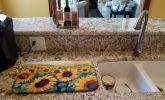 Kansas Sunflowers in Watercolor Dish Drying Mat Absorbent Dish Drying Mat Pad for Kitchen Counter Dish Drainer Mat for Countertop, 14 x 21"