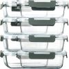 [8-Pack,30 oz]Glass Meal Prep Containers,Glass Food Storage Containers,Airtight lunch Containers with Lids, Microwave, Oven, Freezer and Dishwasher