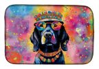 Black Labrador Hippie Dawg Dish Drying Mat Absorbent Dish Drying Mat Pad for Kitchen Counter Dish Drainer Mat for Countertop, 14 x 21", Multicolor
