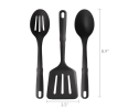 15-Piece Kitchen Utensil Set, Slotted Spatula, Slotted Spoon and Solid Spoon, Black, Nylon