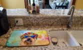 Cairn Terrier Hippie Dawg Dish Drying Mat Absorbent Dish Drying Mat Pad for Kitchen Counter Dish Drainer Mat for Countertop, 14 x 21", Multicolor