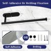 Paper Towel Holder, Self Adhesive or Drilling Paper Towel Holder Under Cabinet, Stainless Steel Black Paper Towel Holders Wall Mount for Kitchen