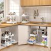3 Pack Under Sink Organizers, 2-Tier Multi-Use Kitchen and Bathroom Organizers and Storage with Sliding Drawers, Bathroom Cabinet Organizer (White
