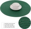 Dark Green Round Placemats Set of 6 Cotton Polyester Braided 15 inch Washable Kitchen Dining Table Place Mats Christmas Table Mats for Home Wedding Pa