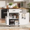 39.3" Farmhouse Kitchen Island with Drop Leaf, Kitchen Storage Island with Open Side Rack, One Drawer, Towel Rack