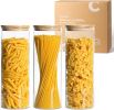 Glass Spaghetti Pasta Storage Container with Lids 2 Qt Set of 3