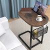 ashion TV Tray Table with Large Tabletop, Adjustable Sofa Table with Storage Baskets, Strong Metal Frame, (Oval, Brown, 16.93inch x 12.6inch)