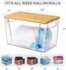 Pantry Organizers Storage, 2 Pack Under Sink Organizer Trash Bag Holder with Bamboo Lids Large Capacity Clear Storage Bins for Onion, Potato, Garlic