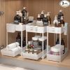 3 Pack Under Sink Organizers, 2-Tier Multi-Use Kitchen and Bathroom Organizers and Storage with Sliding Drawers, Bathroom Cabinet Organizer (White