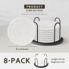 Coasters Set of 8 for Drinks, Beer, Coffee, Cotton Woven Absorbent Coaster with Holder