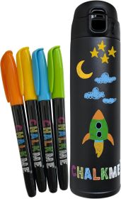 Kids Water Bottle Vacuum Insulated Stainless Steel with Washable Chalk Markers, for Travel, School, Stocking Stuffers