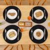 Round Braided Placemats Set of 6 Cotton Polyester Heavy Duty 15 inch Round Table Mats Washable Heat Resistant Place Mats (Black, 6)