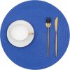Round Placemats Set of 6 Washable 15 inch Round Table Mats Cotton Polyester Woven Braided Place Mats for Dining Table (Blue, 6)