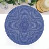Round Braided Placemats 15 inch Set of 6 Washable Kitchen Table Placemats for Home Wedding Party (Blue White, 6)