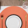 Round Braided Placemats Set of 6 Washable Cotton Polyester Round Placemats for Kitchen Table 15 inch Round Table Mats (Coral, 6)