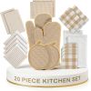 20 Piece Kitchen Linen Set - Soft Absorbent Cotton Dish Towels, Reusable Terry Dish Cloths, Flour Sack Towels for Baking