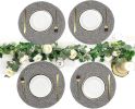 Round Braided Placemats Set of 6 Thick Woven Placemats Washable 15 inch Circle Place Mats Non Slip Table Mats for Dining Table, Gray White