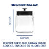 (2 pack) 96 oz Montana Glass Jar with Black Metal Cover for Food Storage, Well Suited to Pantry Jar Storage and Display