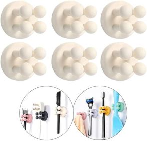 Silicone Toothbrush Holders - 6 Pcs Razor Hooks Adhesive Wall Mounted for Hanging Towel Key Plug Cable,