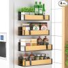 4 Pack Magnetic Spice Storage Rack Organizer for Refrigerator and Oven, Wood Fridge Organizers and Storage