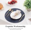 Round Placemats Set of 6 Washable 15 inch Circle Polyester Woven Braided Place Mats for Dining Table Indoor Outdoor Table Mats Home Party Wedding Deco