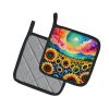Colorful Sunflowers Pair of Pot Holders Kitchen Heat Resistant Pot Holders Sets Oven Hot Pads for Cooking Baking BBQ, 7 1/2 x 7 1/2