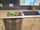 Chrysanthemums in Watercolor Dish Drying Mat Absorbent Dish Drying Mat Pad for Kitchen Counter Dish Drainer Mat for Countertop, 14 x 21", Multicolor