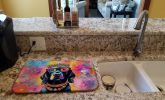 Black Labrador Hippie Dawg Dish Drying Mat Absorbent Dish Drying Mat Pad for Kitchen Counter Dish Drainer Mat for Countertop, 14 x 21", Multicolor