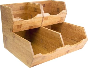 Bamboo Pantry Storage Bins – Potato Onion Storage Bin for Pantry Organizers, Produce Organizer Set of 3 – Slide out Bin Access