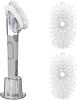 Soap Dispensing Replacement Dish Brush Storage Set with 2 PCS Brush Refills & Holder - Dispenser Scrub Cleaning Scrubber Kitchen Dishwashing Dish Wand
