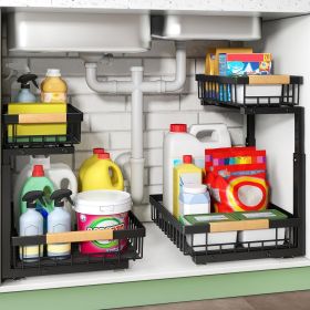 Under Sink Organizer, 2 Tier Under the Sink Storage, Slide out Pull out Cabinet Organizer Shelf (Pack Size: 1 Pack)