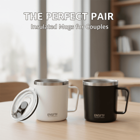 Insulated Stainless Steel Coffee Mug with Leak-Proof Lid – Reusable Office/Trave (Color: White)