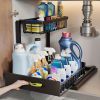 1/2pcs kitchen rack for sink organization and storage, under sink organization, sliding pull-out cabinet organization rack, metal sliding drawer
