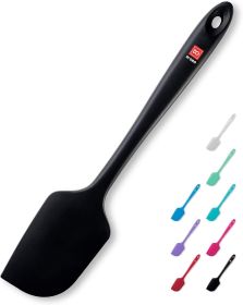 Silicone Spatula - 600°F Heat-Resistant Rubber Kitchen Spatula for Baking, Scraping (Color: Black)