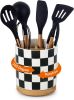 3 Compartment Utensil Holder, Extra Large Utensil Crock, Stable Ceramic Utensil Organizer