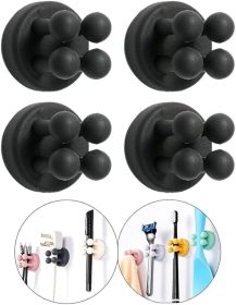 Silicone Toothbrush Holders - 4 Pcs Razor Hooks Adhesive Wall Mounted for Hanging Towel Key Plug Cable (Color: Colors)