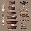21pcs Pots and Pans Set, Nonstick Cookware Set Detachable Handle, Induction Kitchen Cookware Sets Non Stick with Removable Handle, RV Cookware Set