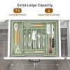 Extra Large Expandable Silverware Organizer, BPA-Free Food-Safe Cutlery Flatware Organizer, Kitchen Utensil Drawer Organizer