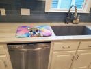 French Bulldog Hippie Dawg Dish Drying Mat Absorbent Dish Drying Mat Pad for Kitchen Counter Dish Drainer Mat for Countertop, 14 x 21", Multicolor