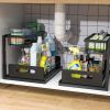 1/2pcs kitchen rack for sink organization and storage, under sink organization, sliding pull-out cabinet organization rack, metal sliding drawer