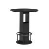 3-Piece Bar Table and Stool Set 31.5-inch round bar table with two stools Compact wooden dining bar with metal ring footrest Ideal for restaurants