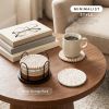 Coasters Set of 8 for Drinks, Beer, Coffee, Cotton Woven 4 Colors Absorbent Coaster with Holder
